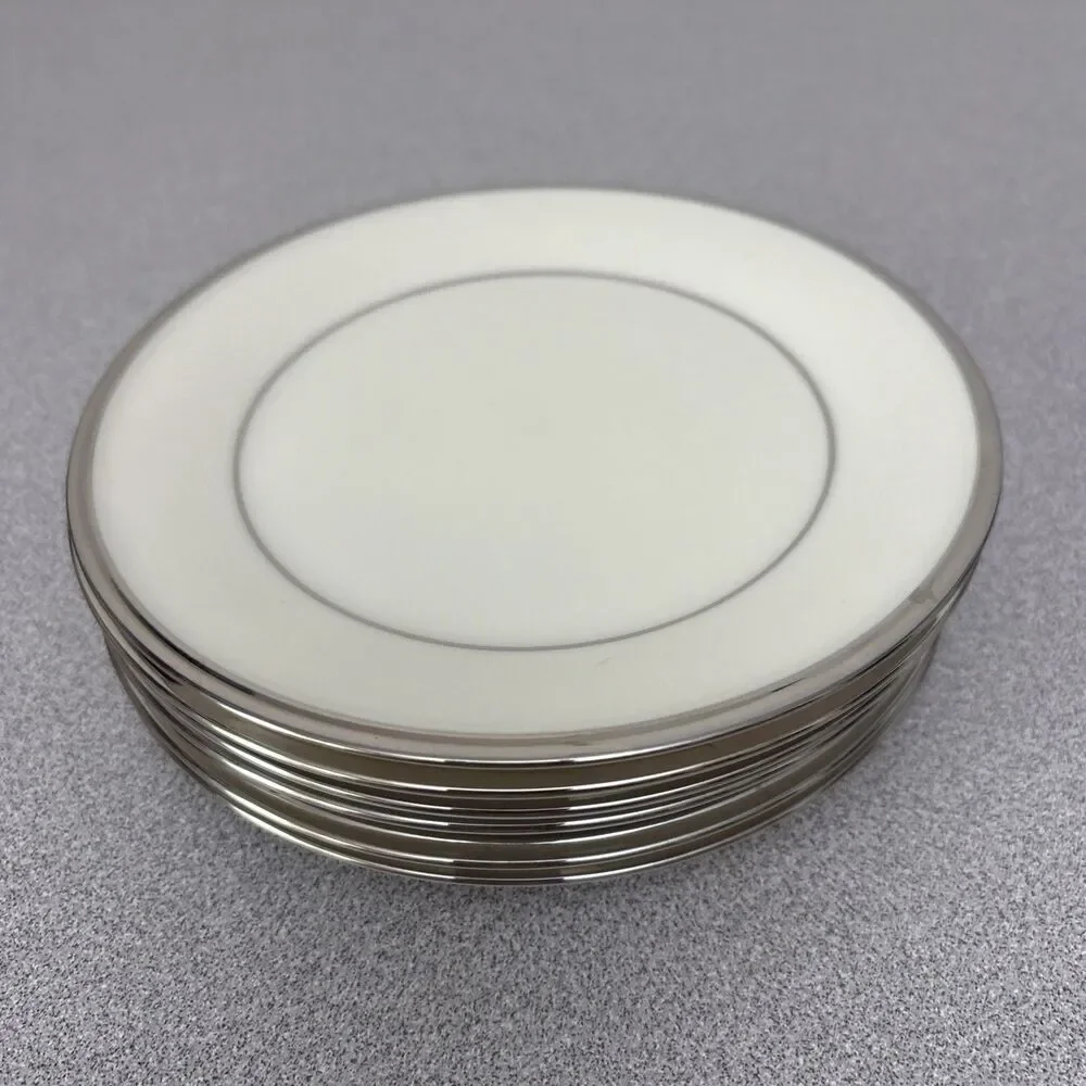 Lenox Solitaire Desert, Bread Plates, 6 3/8”, Ivory W/ Platinum, Set Of‎ 6, EUC